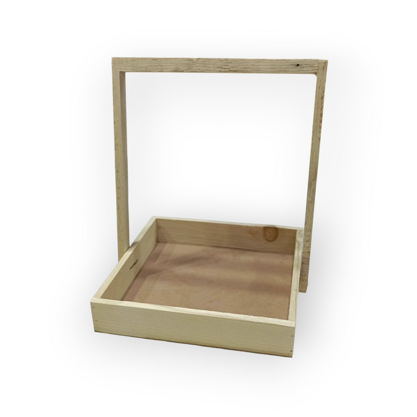 Square Stylish Wooden Hamper Tray Size 8x8x2 With Handle