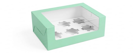 6 cavity cupcake box mint (size - 10x7x4)