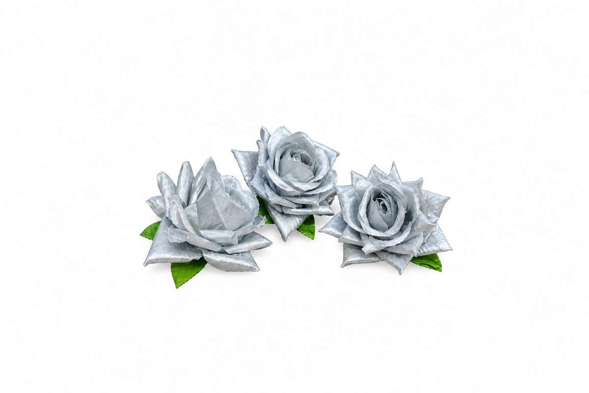 Artificial Silver Rose Flower Set of 3 Size -3 inch