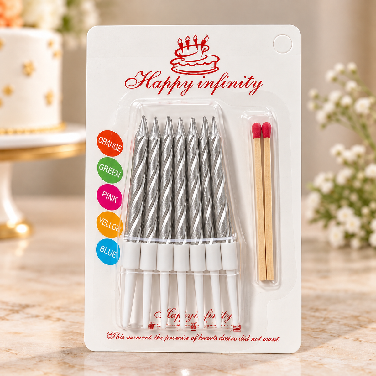 Silver Metallic Spiral Candles Set Pack Of 10