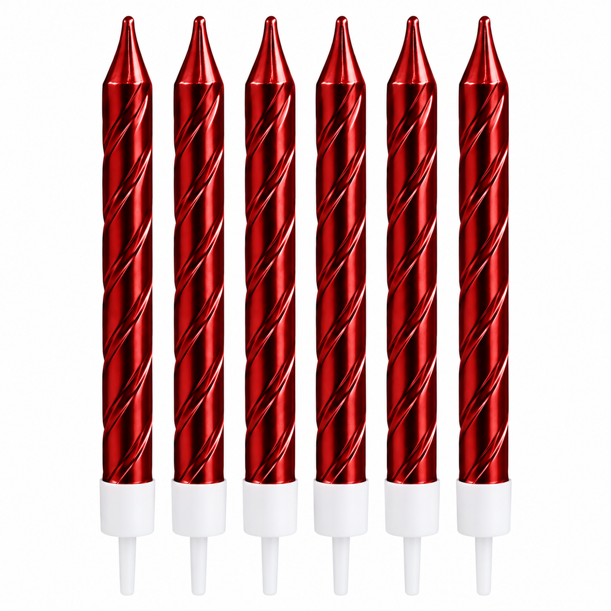 Dark Red Metallic Spiral Candles Set Pack Of 6