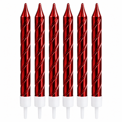 Dark Red Metallic Spiral Candles Set Pack Of 6