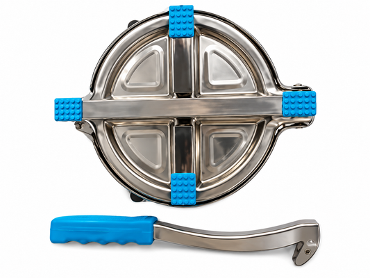 Stainless Steel Puri Maker & Chapati Press with Blue Grip Handle