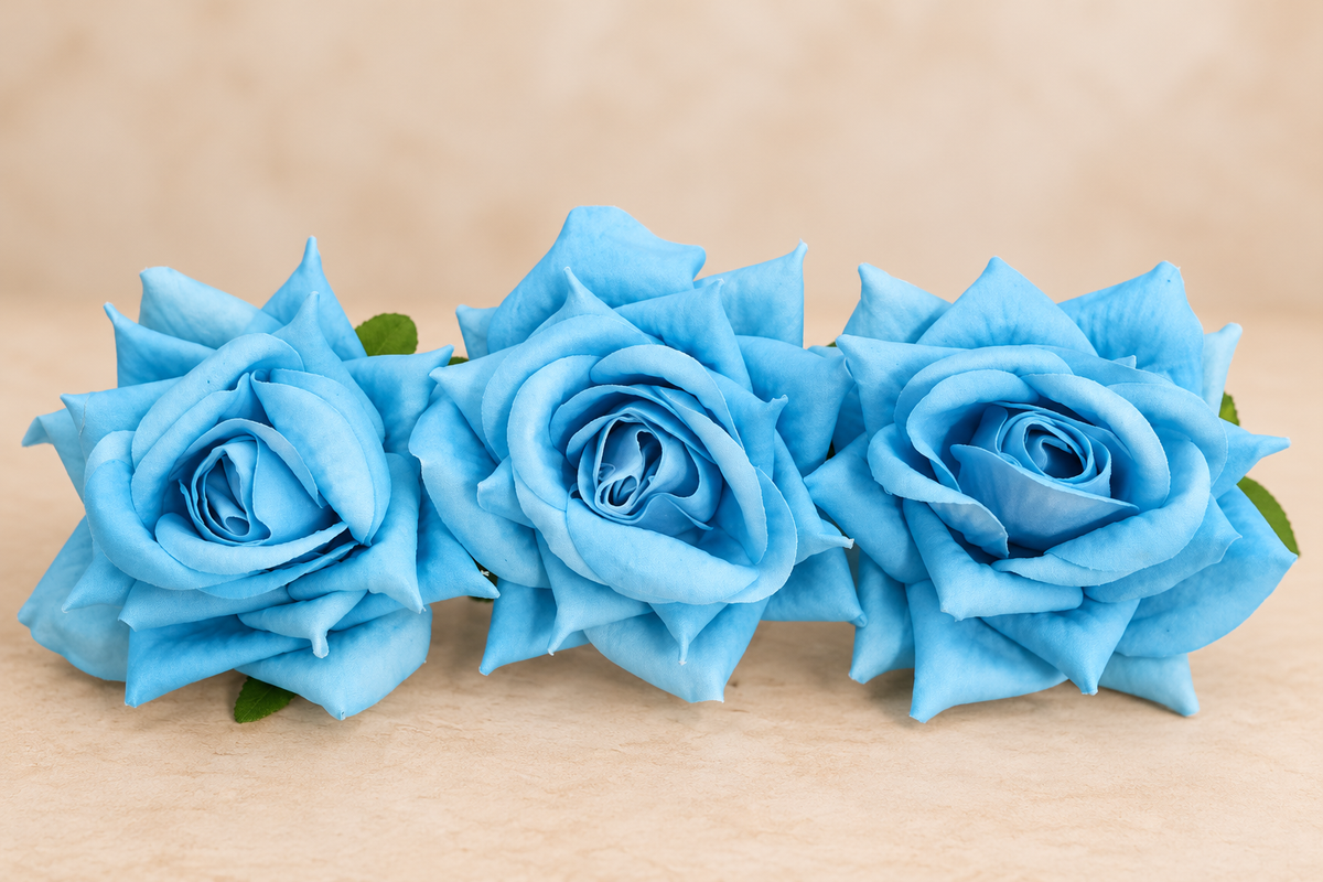 Artificial Blue Rose Flower Set of 3 Size -3 inch