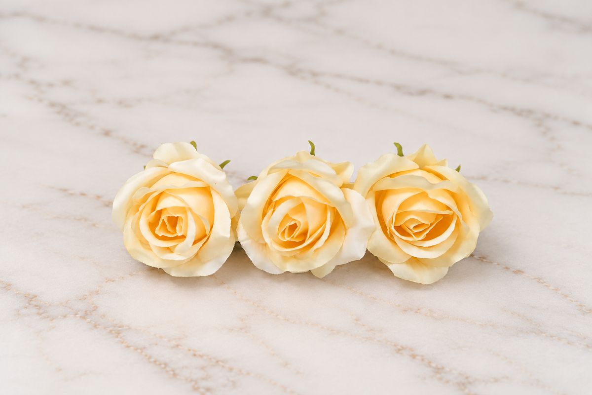 Artificial Cream Rose Flower Set of 3 Size -1 Inch
