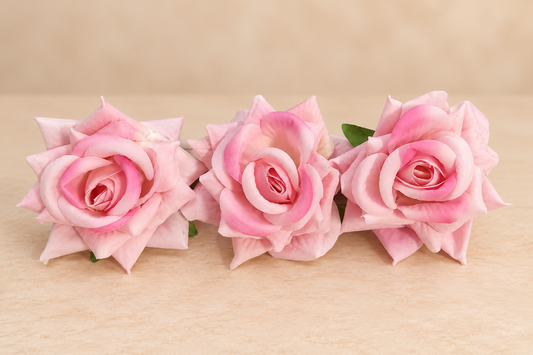Artificial Pink Rose Flower Set of 3 Size -3 inch