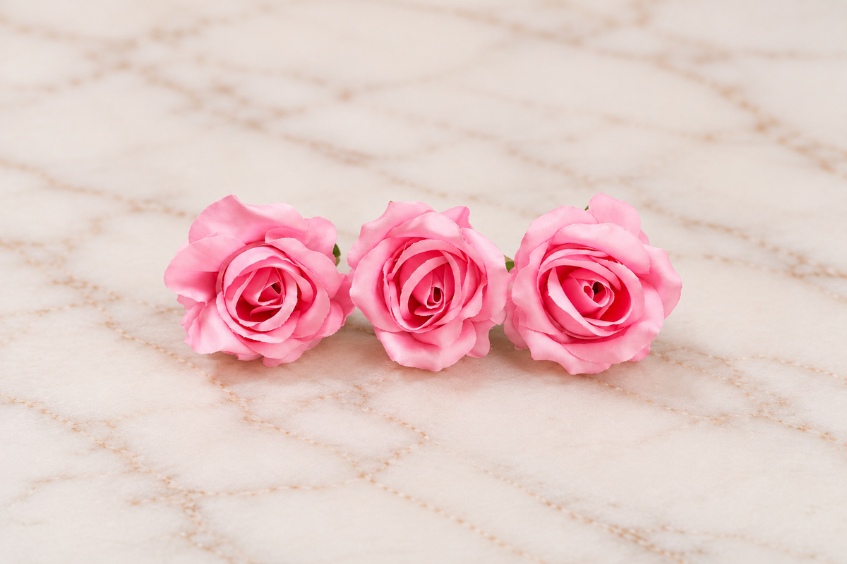 Artificial Pink Rose Flower Set of 3 Size-1 Inch