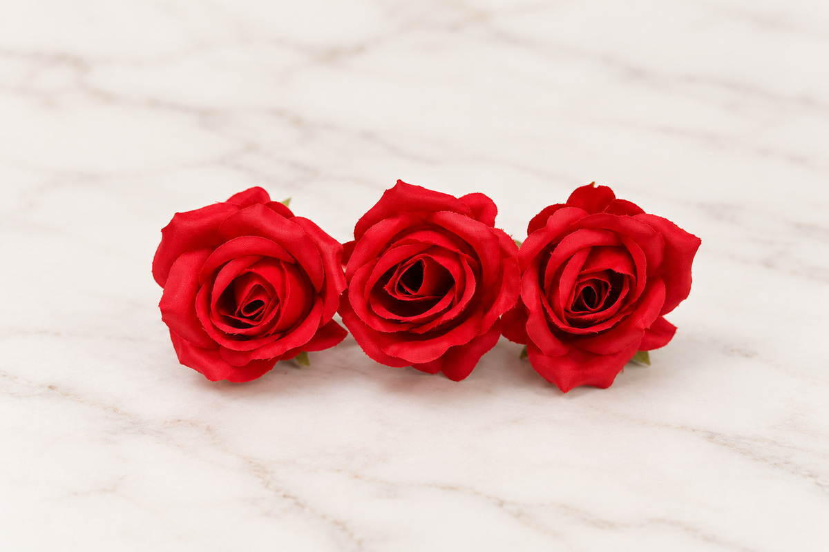 Artificial Red Rose Flower Set of 3 Size- 1 Inch
