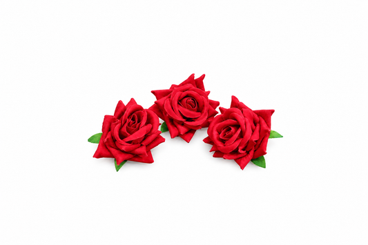 Artificial Maroon Rose Flower Set of 3 Size -3 inch