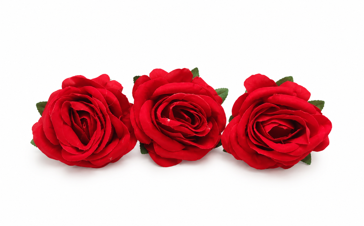 Red Artificial Rose Flower 2 inch Set of 3