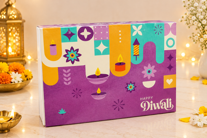 Happy Diwali 6 cavity chocolate box light purple color  PACK OF 10 (size-5.8x4.2x1.5 inch)