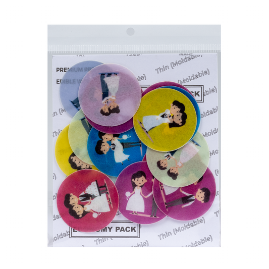 Couple Theme Circles Edible Pre-Cut Waferscode    (WPC-090)