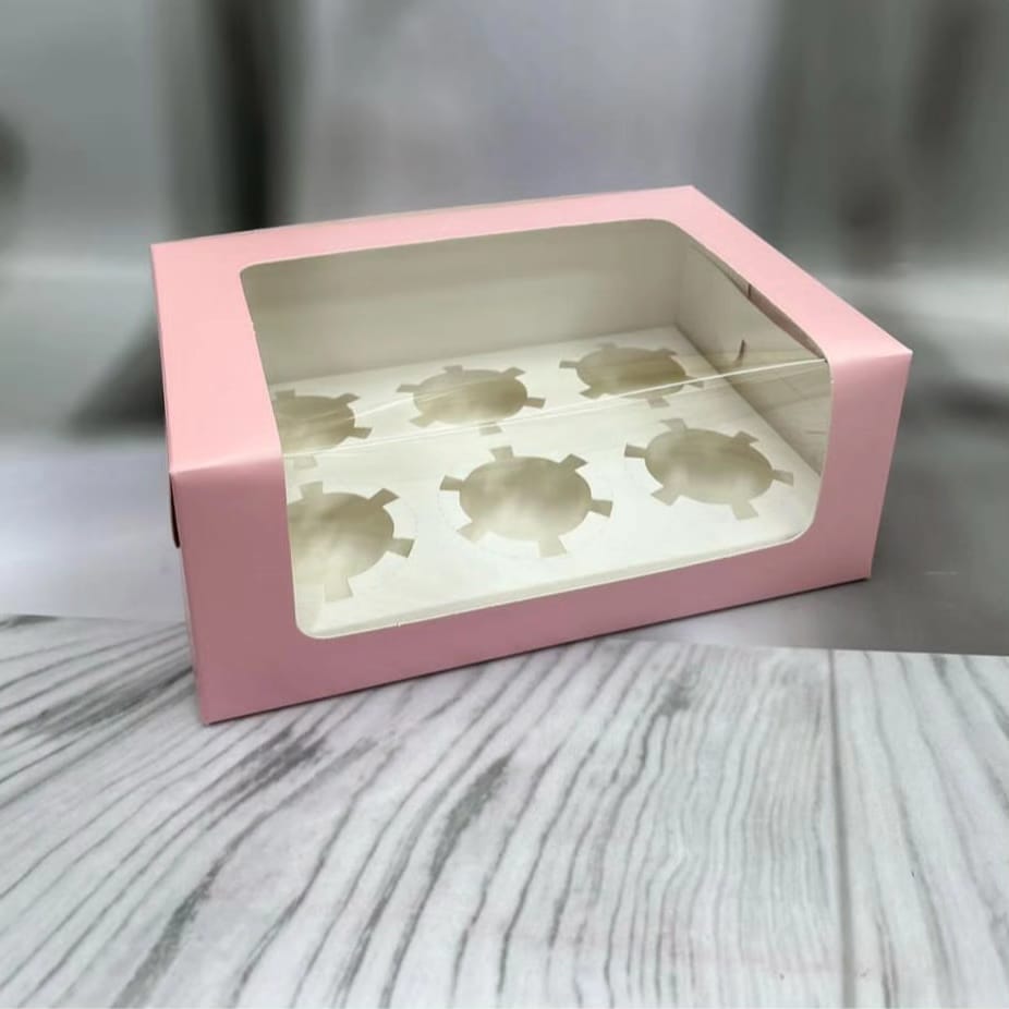 6 Cavity Window Cupcake Box Size 10x7x4