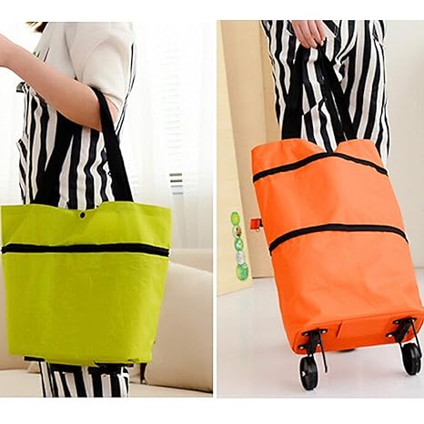 Folding Portable Shopping Trolley Bag ( Random Color)