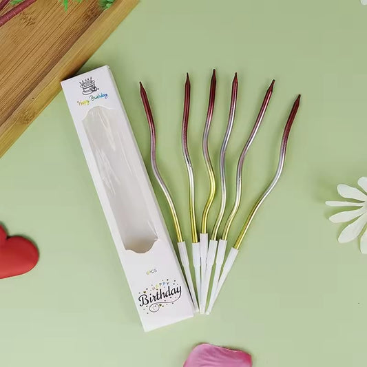 Twisty Colorfull Long Stick Candle Pack of 6