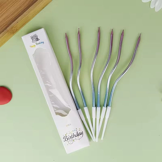 Twisty Colorfull Long Stick Candle Pack of 6