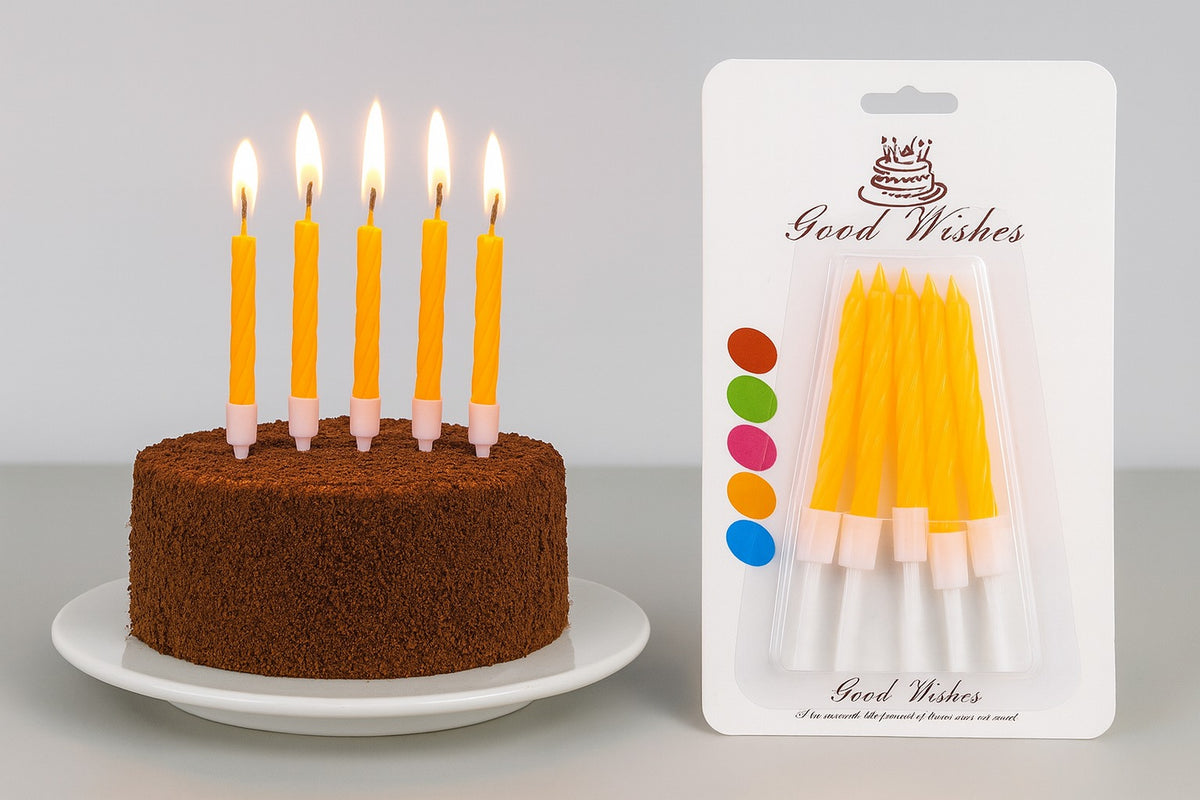 Small Orange Spiral Birthday Candle Pack Of 10