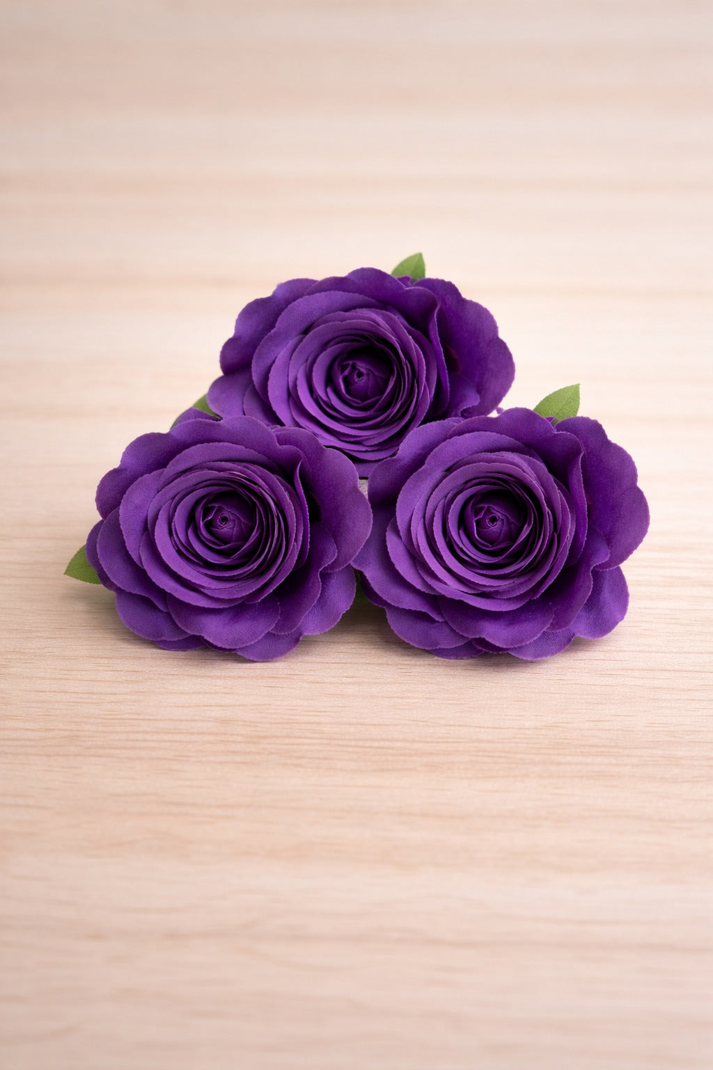 korean Purple Artificial Rose Flower Pack of 3