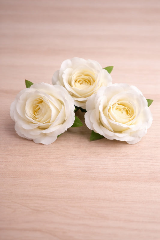 korean white Artificial Rose Flower pack of 3