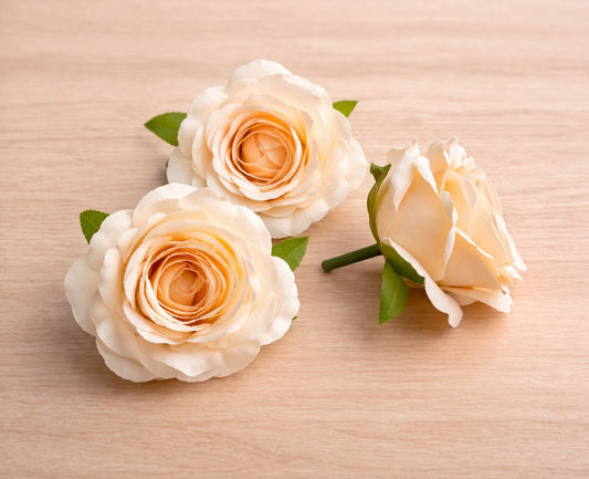Korean Peach Artificial Rose Flower  Pack of 3