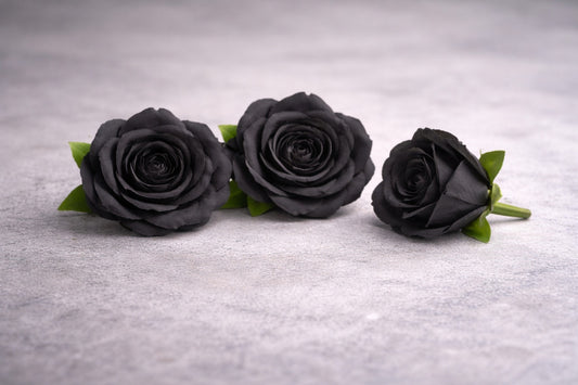 Korean Black Artificial Rose Flower Pack of 3