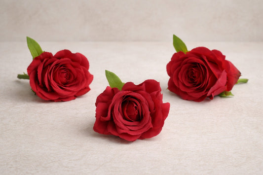 Korean Red Artificial Rose Flower Pack of 3