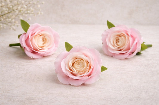 Korean Pink Dual tone Artificial Rose Flower Pack of 3