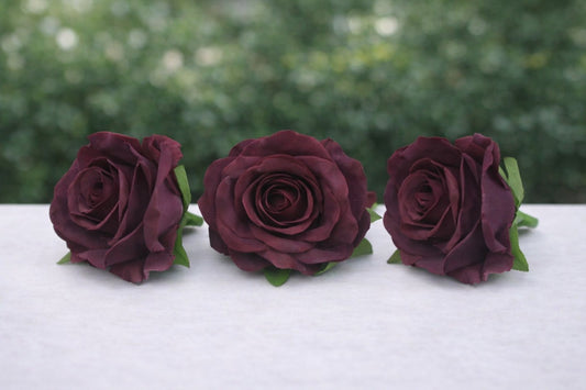 Korean Wine Artificial Rose Flower Pack of 3