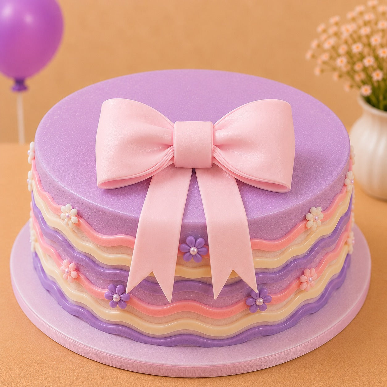 Pastel Pink Bow Cake Topper