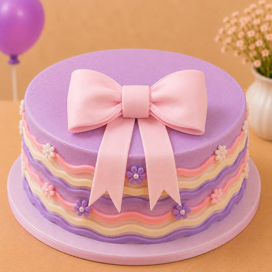 Pastel Pink Bow Cake Topper