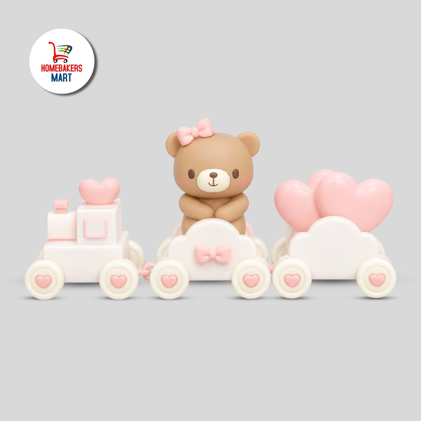Cute Bear Heart Train Decor Pink Colour