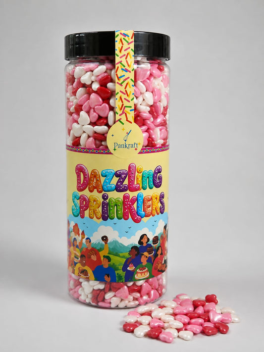 Pankraft Pink, Red & White Heart Dazzling Sprinklers 750gm