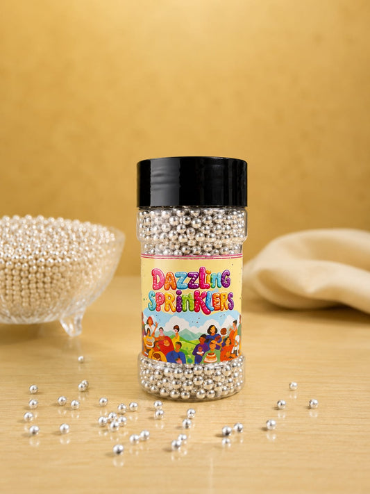 Pankraft Premium Silver 4mm Dazzling Sprinkles 100gm