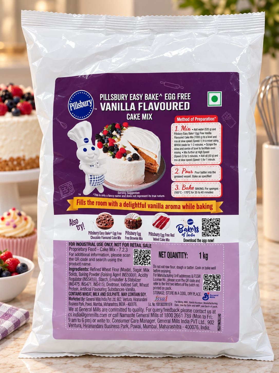 Pillsbury Easy Bake Egg Free Vanilla Flavoured Cake Mix – 1 kg