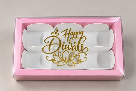 6 Cavity Pink Box with one Happy Diwali Tag (pack of 10)