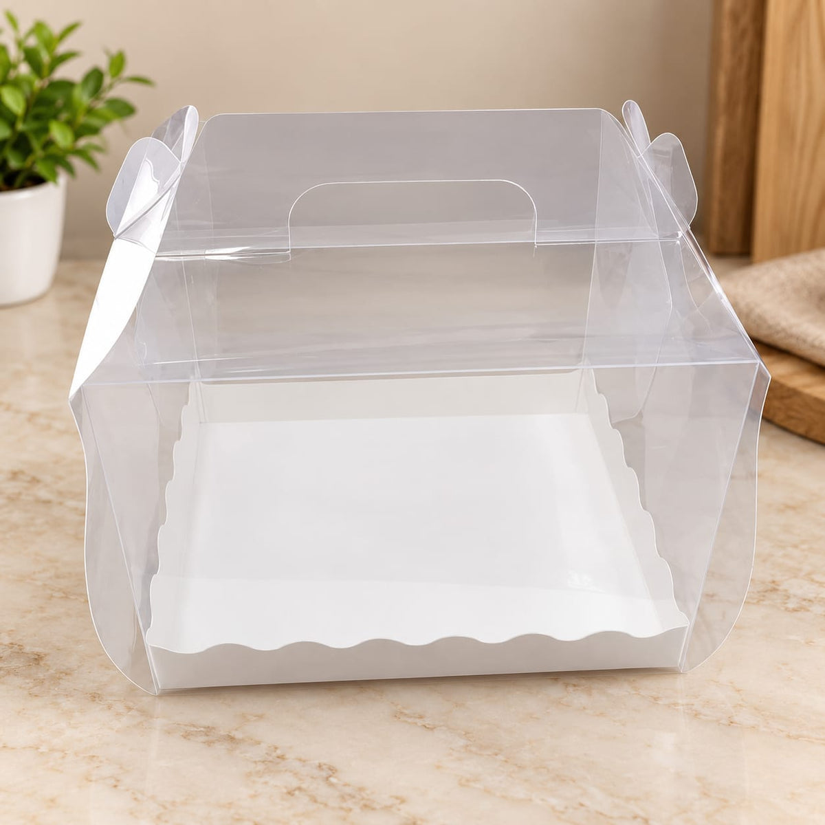 Trasparent Cake Box With Handle size-8*8*6 Inch Pack Of 5