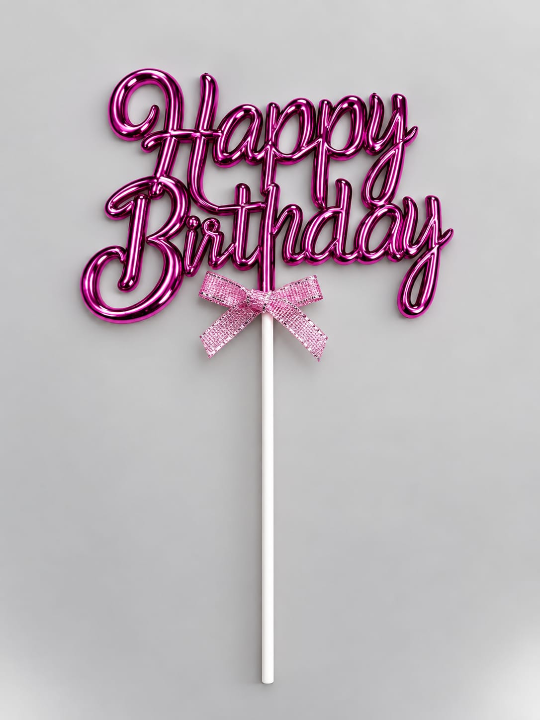 Premium Pink Happy Birthday Cake Topper