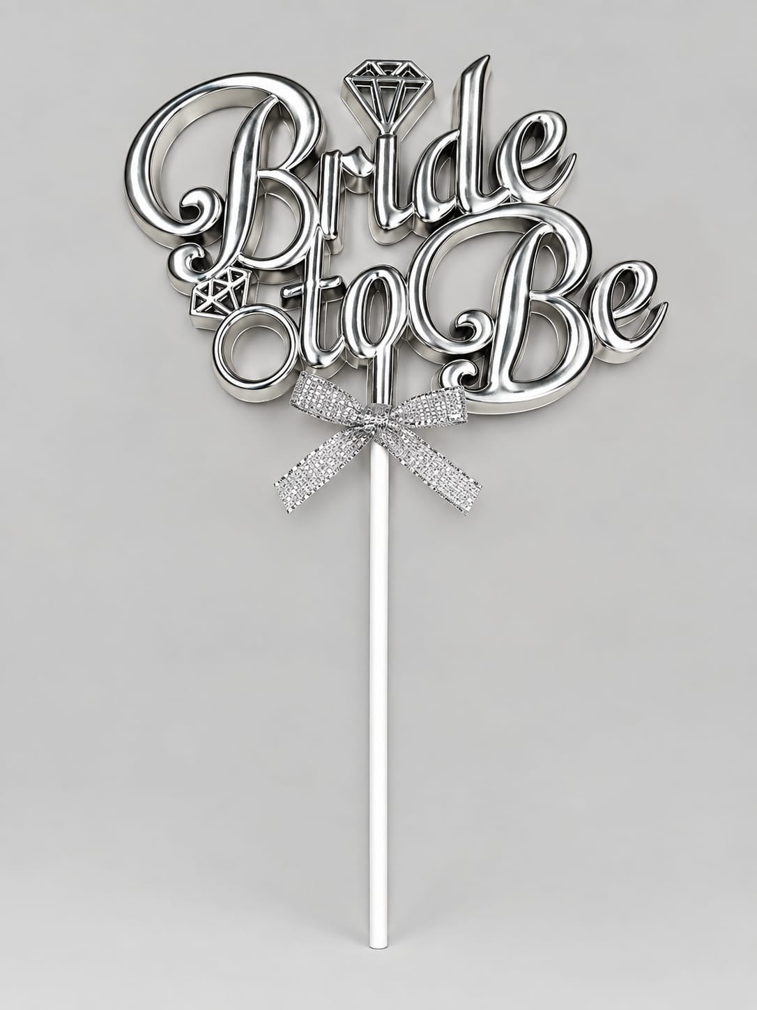 Premium Silver Bride To Be Cake Topper