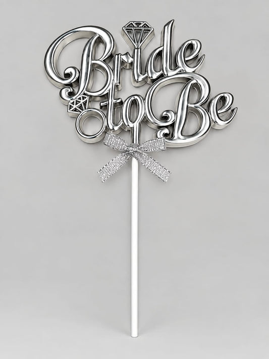 Premium Silver Bride To Be Cake Topper