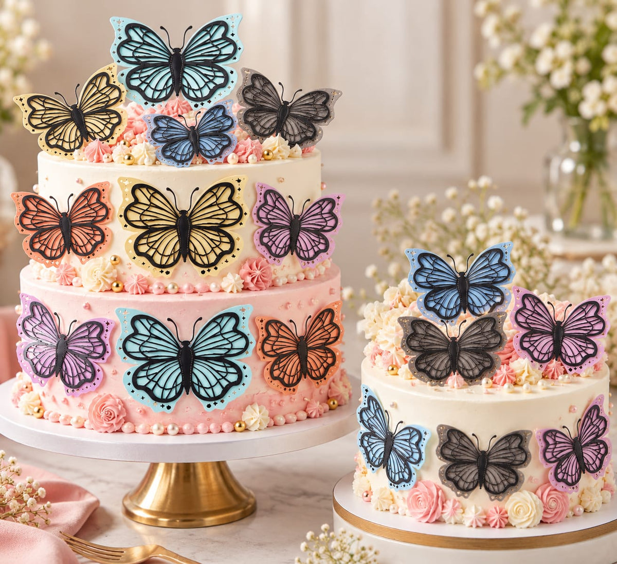 3D Colourfull Butterfly pack of 12 (black)