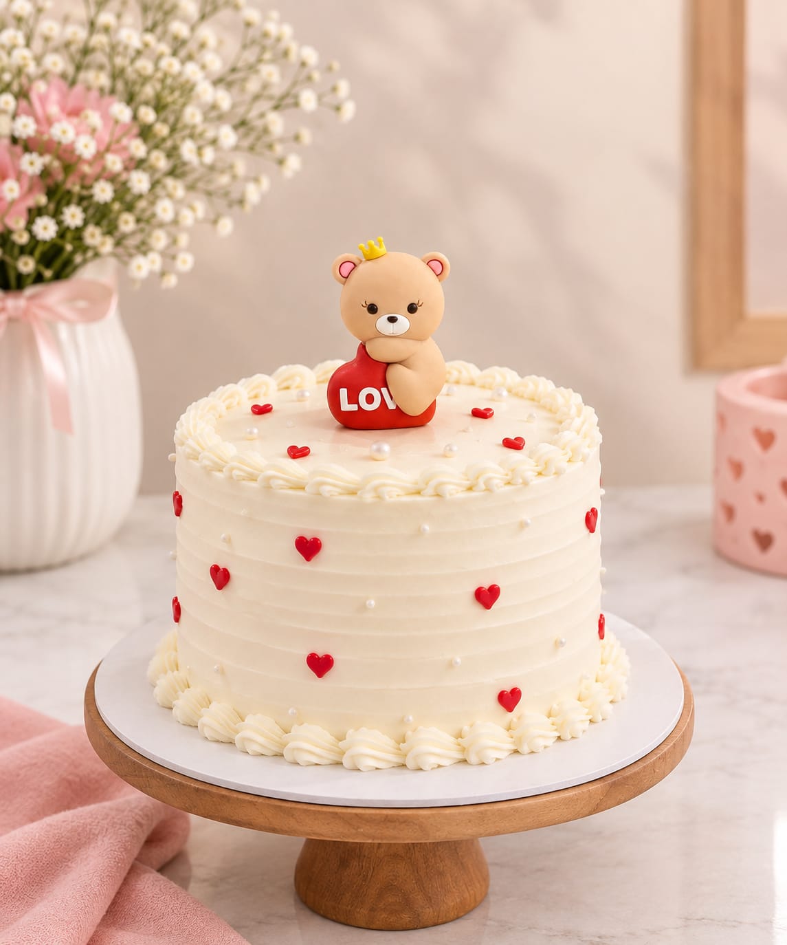 Cute Teddy Bear Topper with LOVE Heart