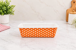 Orange with White Polka Dots Rectangular Paper Loaf Baking Mould Tray Pack of 20