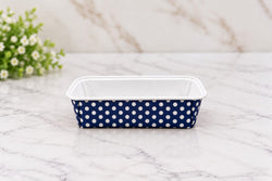 Blue with White Polka Dots Rectangular Paper Loaf Baking Mould Tray Pack of 20