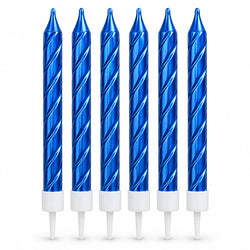 Blue Metallic Spiral Candles Set Pack Of 6
