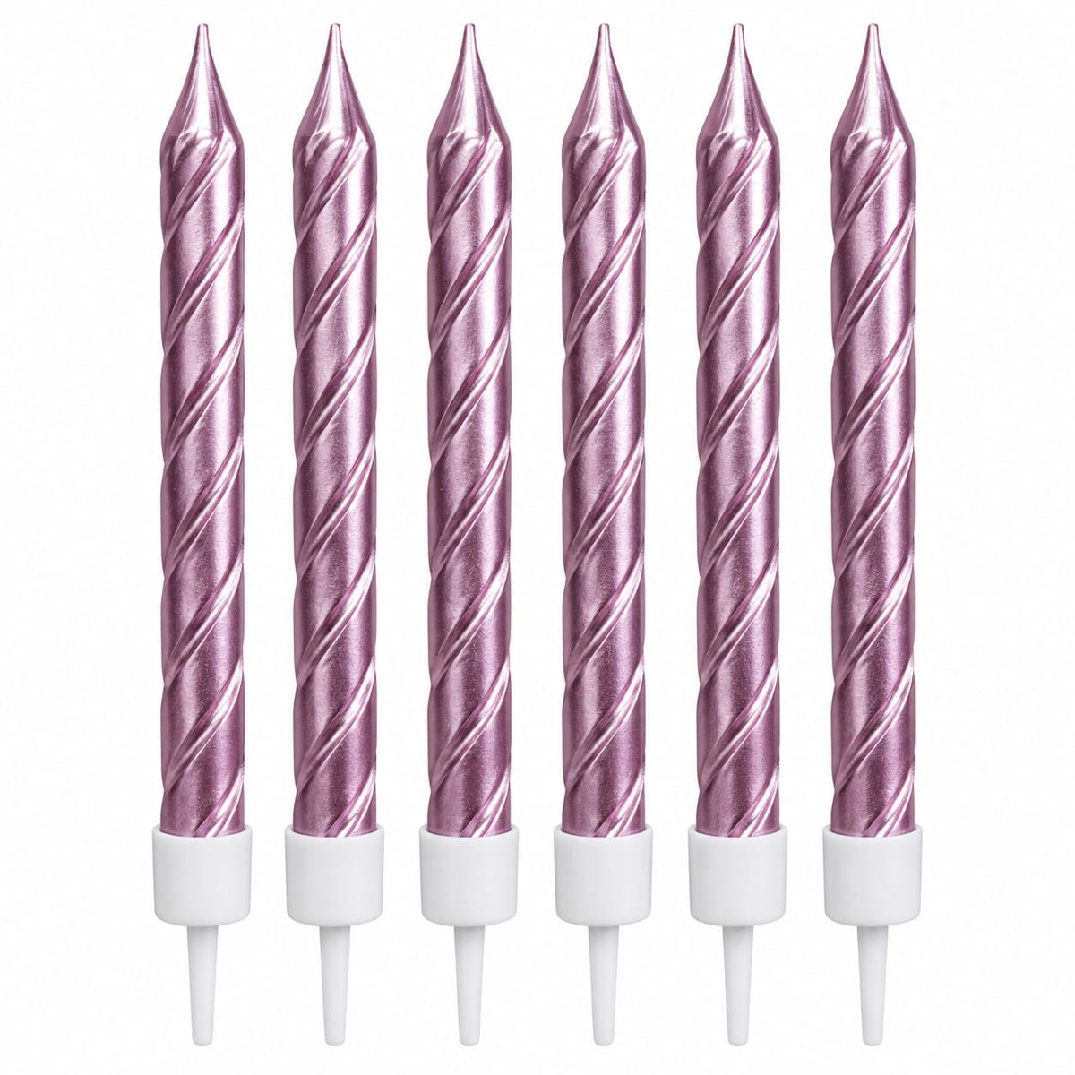 Pink Metallic Spiral Candles Set Pack Of 6