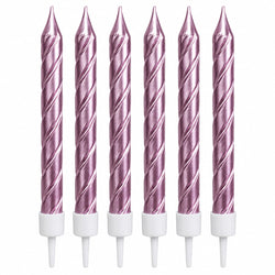 Pink Metallic Spiral Candles Set Pack Of 6