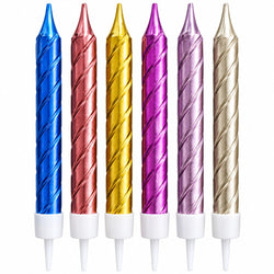 Multicolor Metallic Spiral Candles Set Pack Of 6