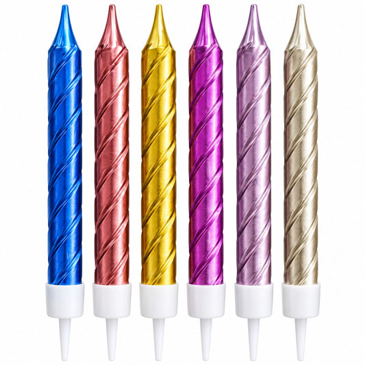 Multicolor Metallic Spiral Candles Set Pack Of 6