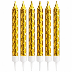 Golden Metallic Spiral Candles Set Pack Of 6