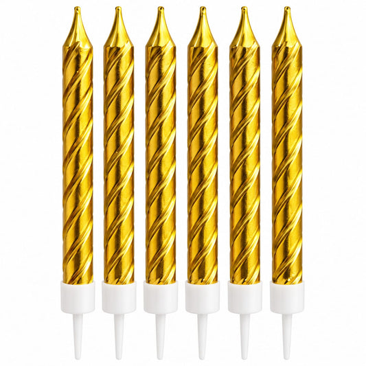 Golden Metallic Spiral Candles Set Pack Of 6